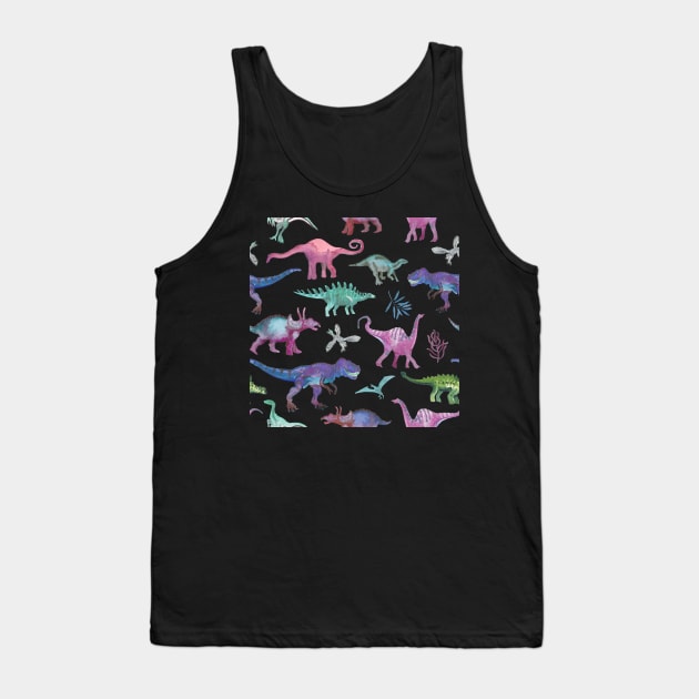 Dinosaurs hand painted multi pastel colors Tank Top by LeanneTalbot